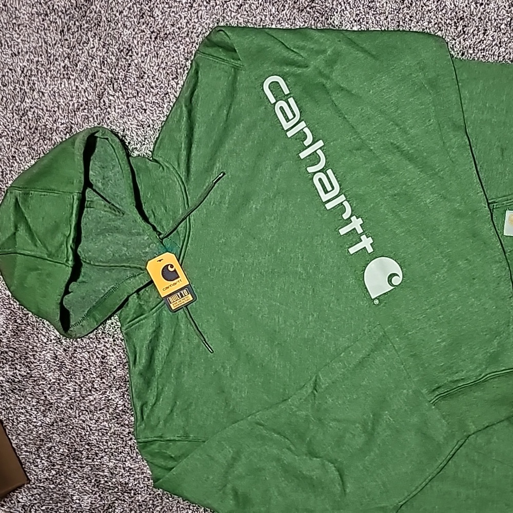 New Carhartt Pullover Sweatshirt w/ Hoodie in Big and Tall mens size LT - Picture 2 of 5